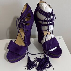 Rachel Zoe Deep Purple Suede Platform Heels
